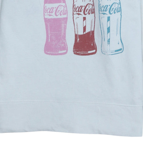 Coca-Cola Women White Crew Neck Graphic Sweatshirt Size 14 by Tu