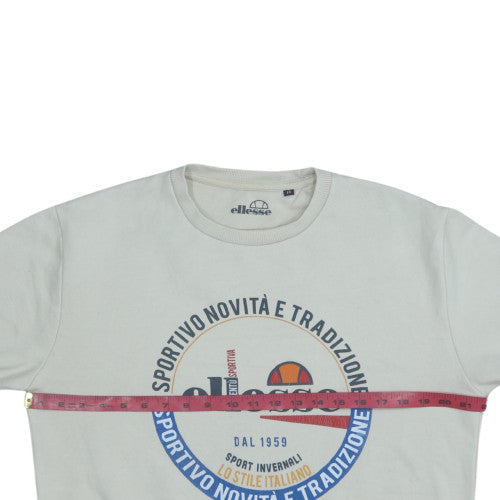 Ellesse Men's White Graphic Logo Crew Neck Sweatshirt Size M