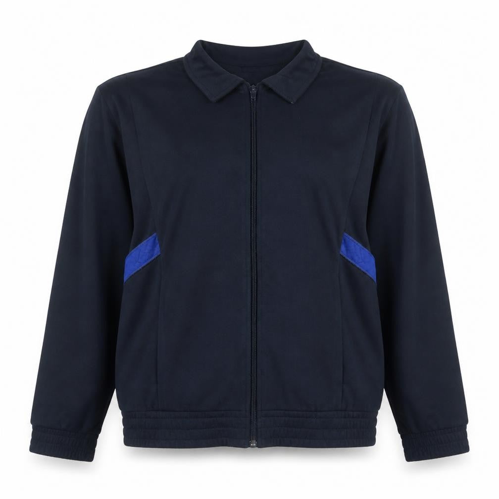 Front view of Adidas Women Navy Blue Full Zip Sweatshirt, size 12, Cotton Blend