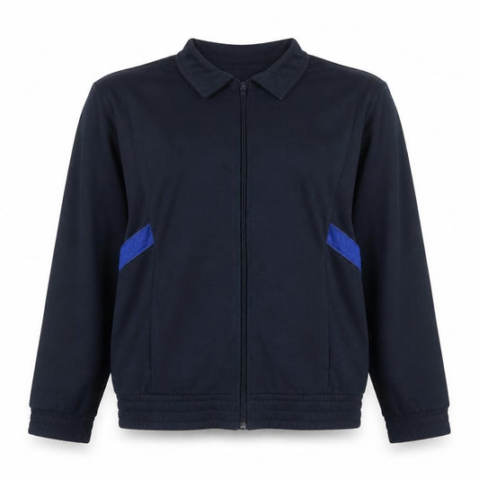 Front view of Adidas Women Navy Blue Full Zip Sweatshirt, size 12, Cotton Blend