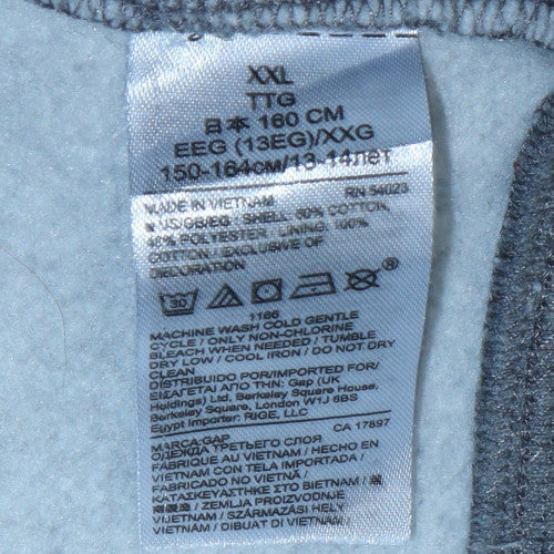 GAP Boys Grey XXL Full Zip Hoodie with Logo Embroidery