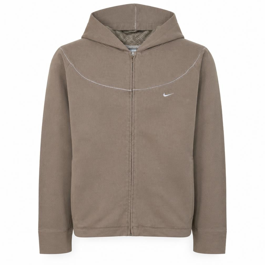 Nike Mens Beige Full Zip Hoodie L Fleece Fit Dry Casual Wear