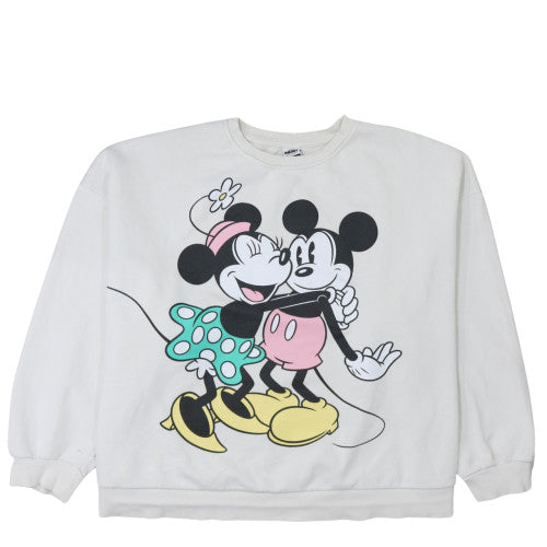 Disney Mickey & Friends George Women White 2XL Pullover Sweatshirt