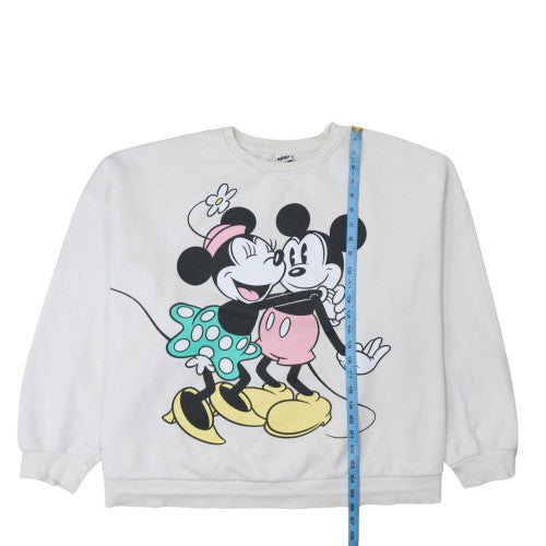 Disney Mickey & Friends George Women White 2XL Pullover Sweatshirt