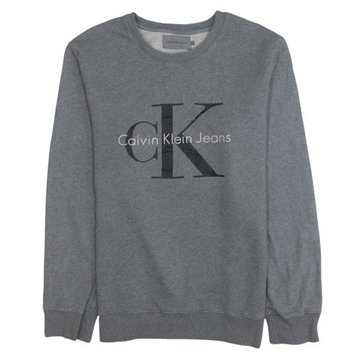 Calvin Klein Jeans Men's Grey Logo Crew Neck Sweatshirt Size M