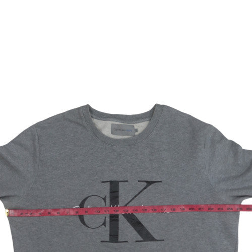 Calvin Klein Jeans Men's Grey Logo Crew Neck Sweatshirt Size M