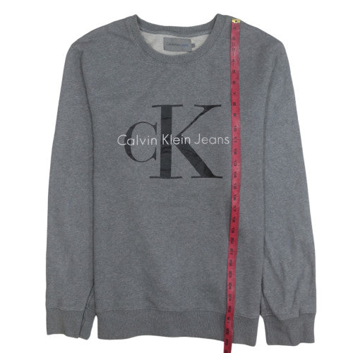 Calvin Klein Jeans Men's Grey Logo Crew Neck Sweatshirt Size M