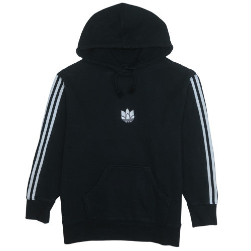 Adidas Womens Black Size 10 Pullover Hoodie with Logo and Stripes