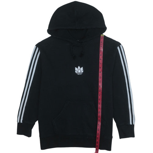 Adidas Womens Black Size 10 Pullover Hoodie with Logo and Stripes