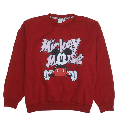 Disney Women Red Mickey Mouse Pullover Sweatshirt Size 14 Classic Fit