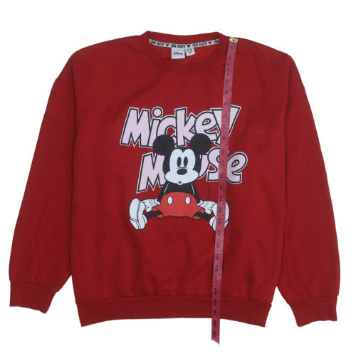 Disney Women Red Mickey Mouse Pullover Sweatshirt Size 14 Classic Fit