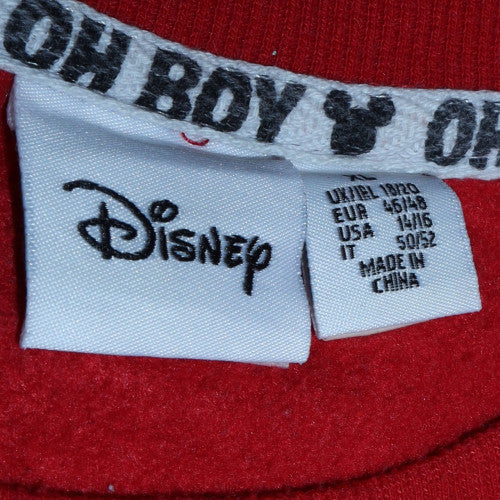 Disney Women Red Mickey Mouse Pullover Sweatshirt Size 14 Classic Fit