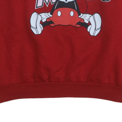 Disney Women Red Mickey Mouse Pullover Sweatshirt Size 14 Classic Fit