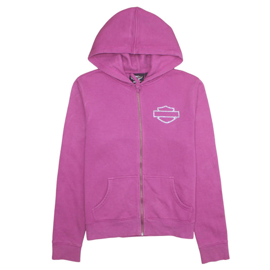 Harley-Davidson Women Pink Full Zip Hoodie Size L Cotton Blend