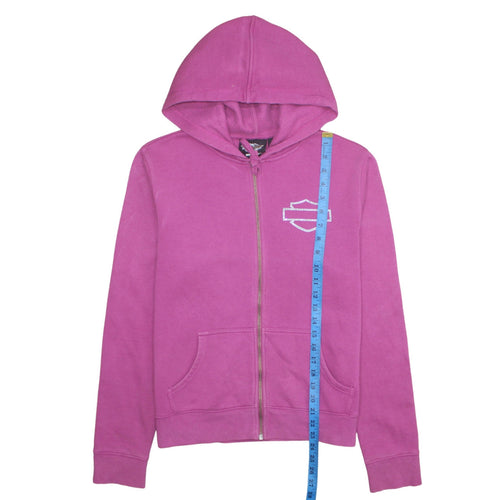 Harley-Davidson Women Pink Full Zip Hoodie Size L Cotton Blend