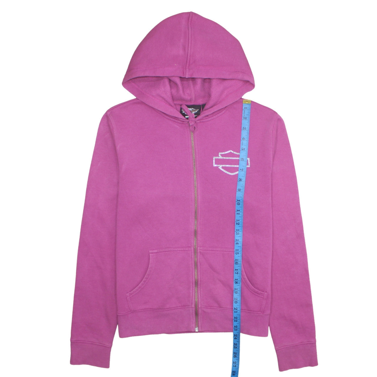 Harley-Davidson Women Pink Full Zip Hoodie Size L Cotton Blend