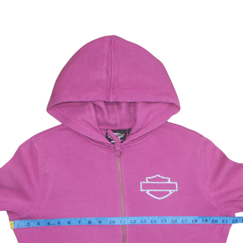 Harley-Davidson Women Pink Full Zip Hoodie Size L Cotton Blend