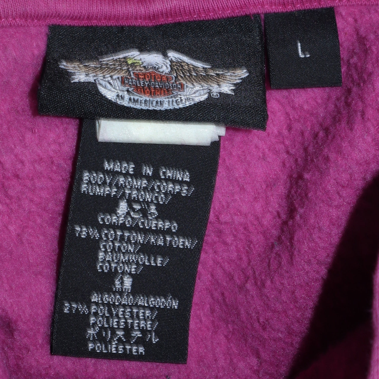 Harley-Davidson Women Pink Full Zip Hoodie Size L Cotton Blend
