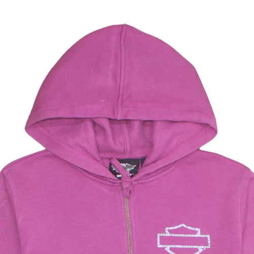 Harley-Davidson Women Pink Full Zip Hoodie Size L Cotton Blend
