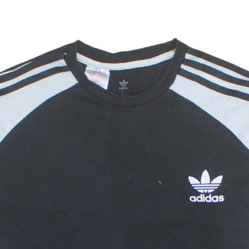 Adidas Mens Black Long Sleeve Crew Neck Pullover Sweatshirt Size L