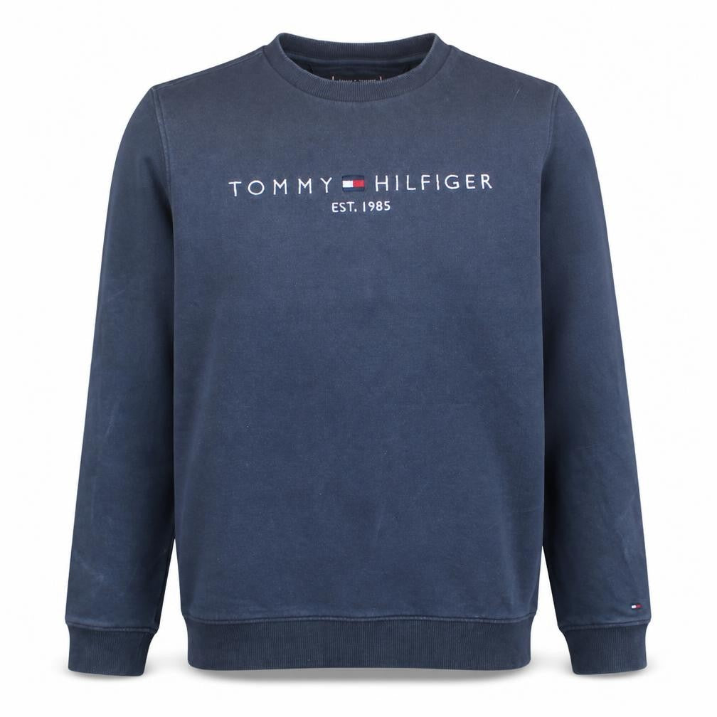 Front view of Tommy Hilfiger Teens Blue Cotton Embroidered Sweatshirt, size 164
