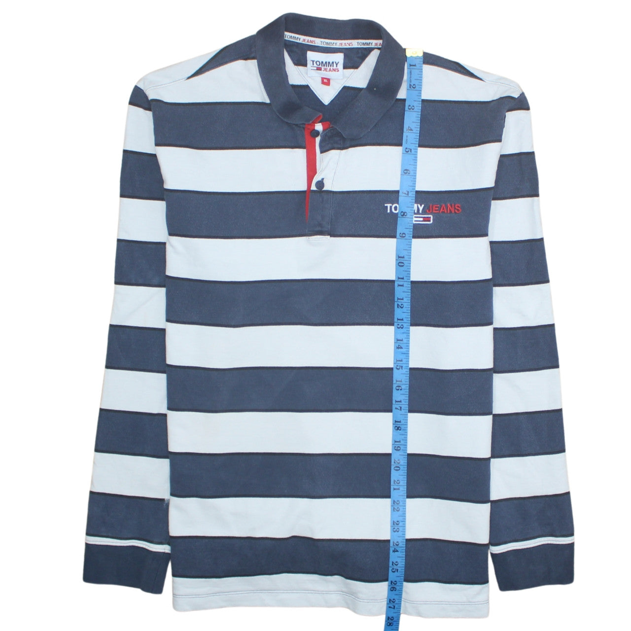 Tommy Jeans Men’s Blue Striped Henley Sweatshirt XL