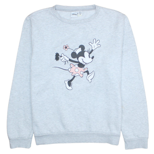 Disney Women Grey Minnie Mouse Print Pullover Sweatshirt UK 12/14