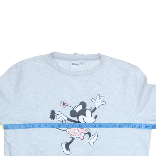 Disney Women Grey Minnie Mouse Print Pullover Sweatshirt UK 12/14