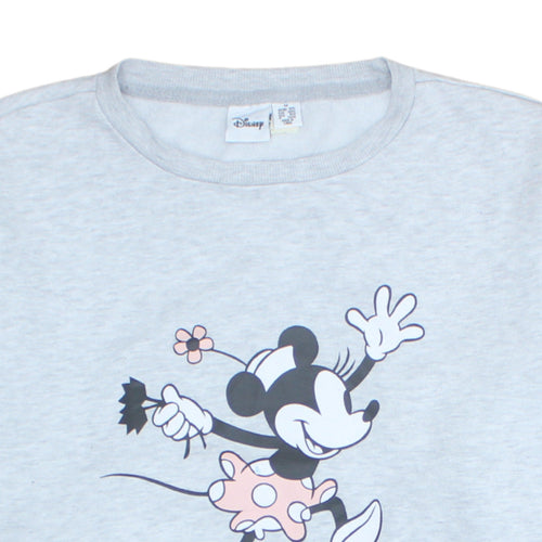 Disney Women Grey Minnie Mouse Print Pullover Sweatshirt UK 12/14
