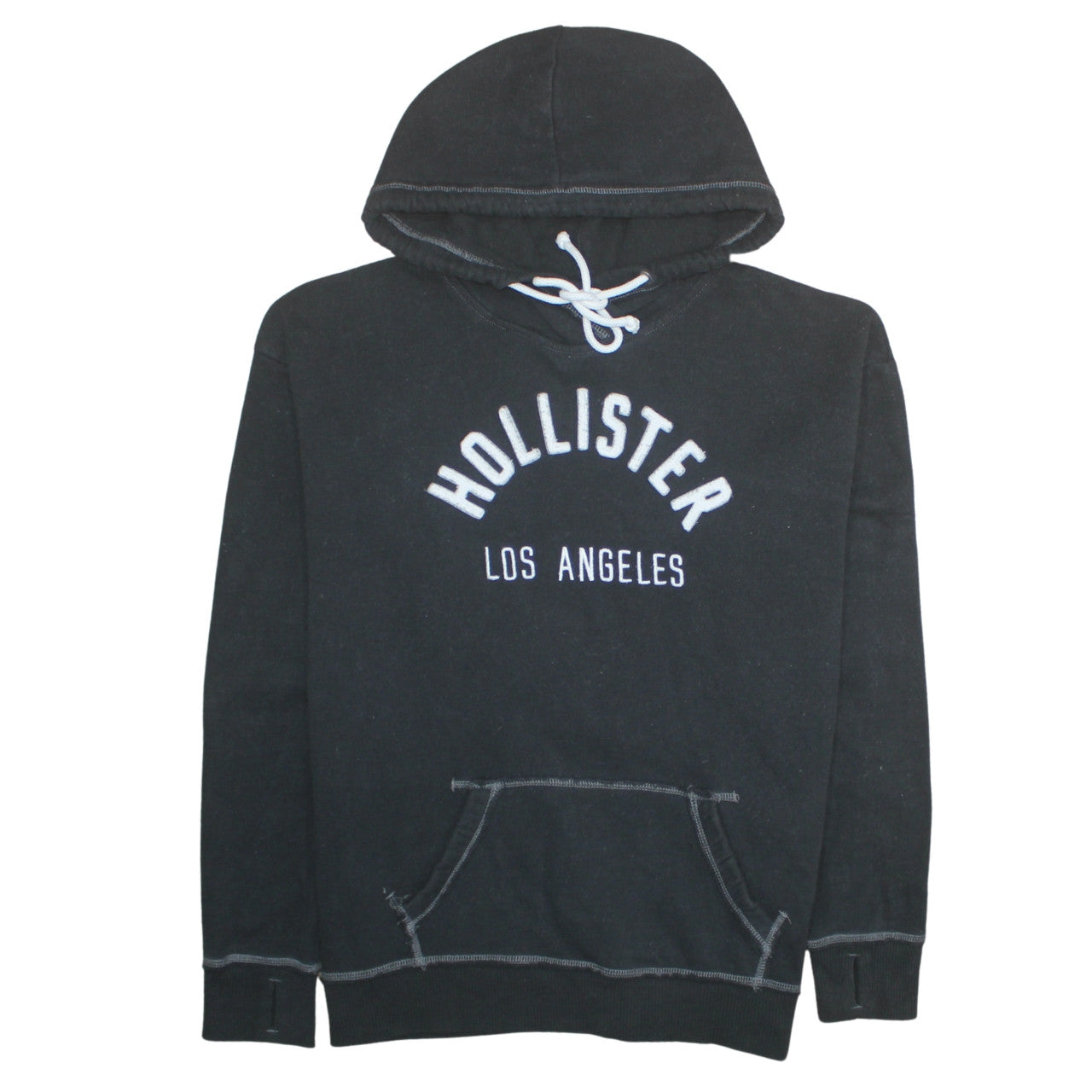 Hollister Men’s Black Pullover Hoodie L Hooded Sweatshirt Los Angeles Logo