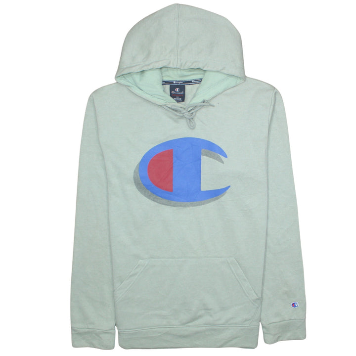 Champion Men's Green Pullover Hoodie Medium Logo Graphic Sweatshirt