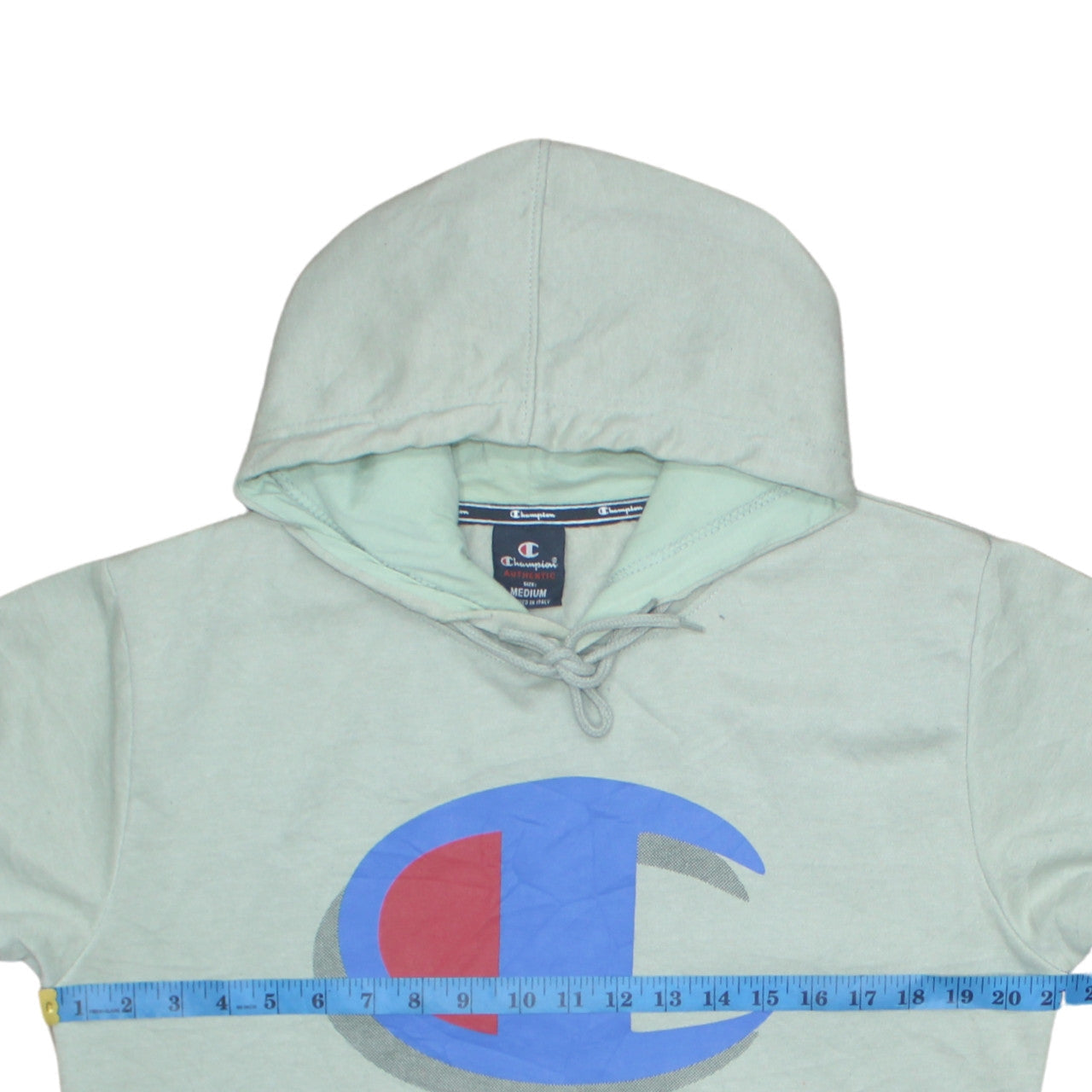 Champion Men's Green Pullover Hoodie Medium Logo Graphic Sweatshirt