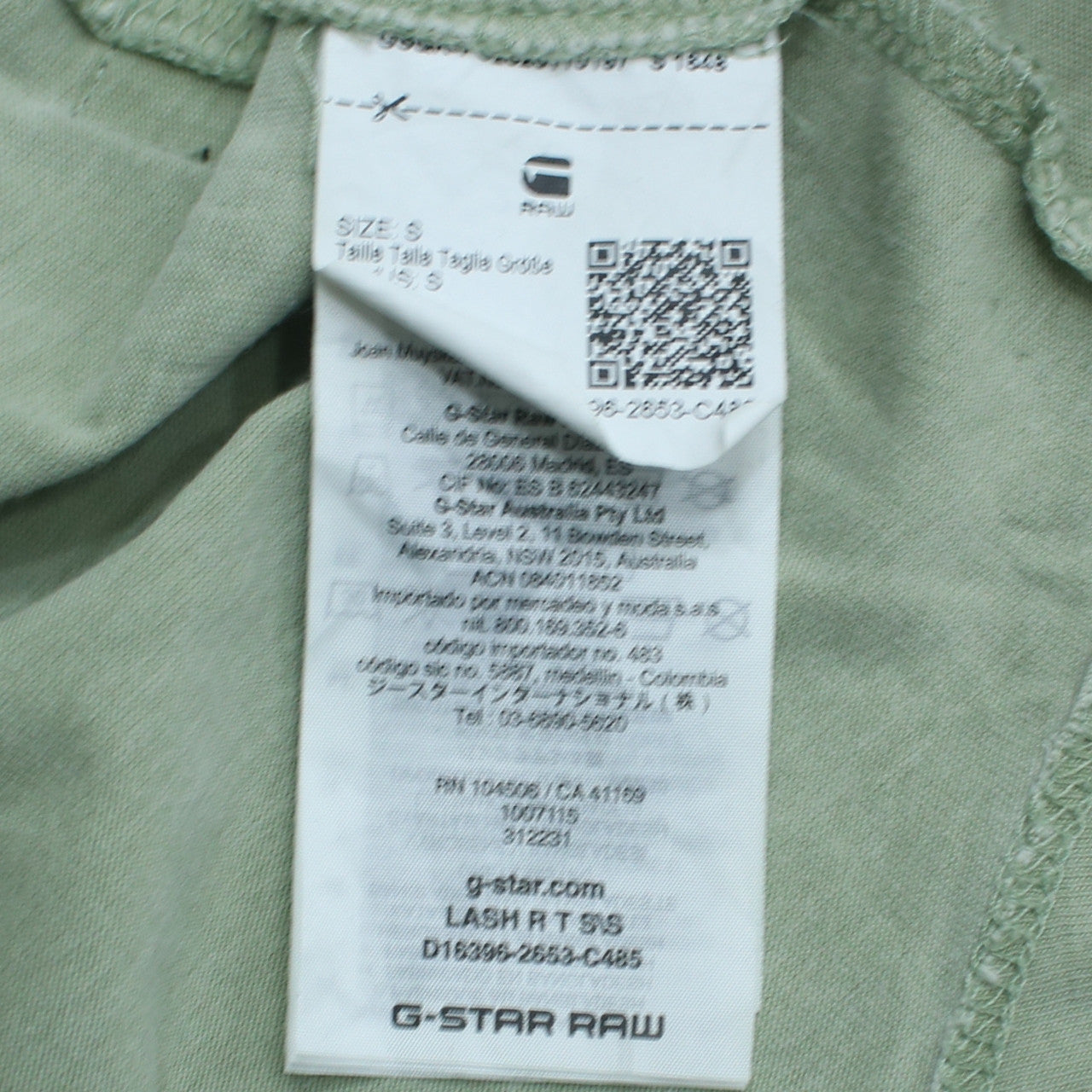 G-Star RAW Men's Green Small Crew Neck Cotton T-Shirt