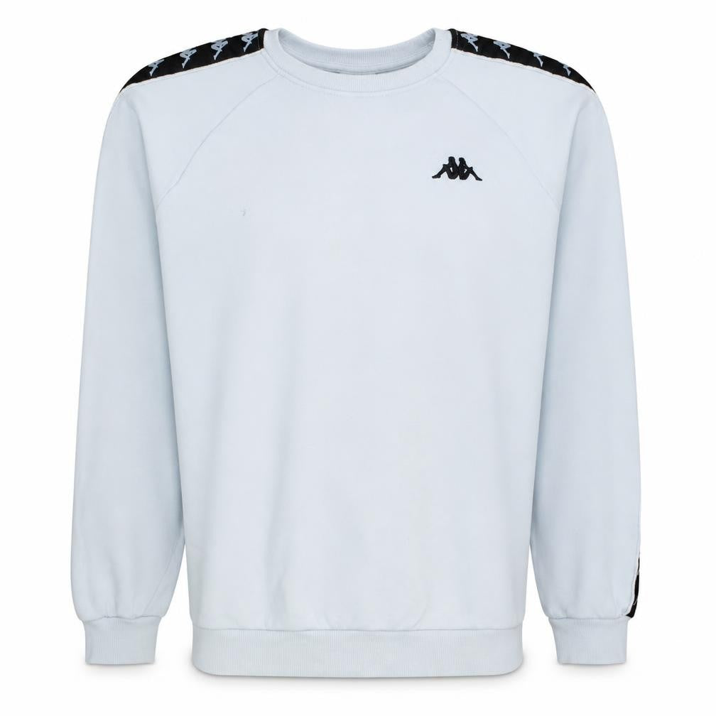 Front view of Kappa Men's White Crew Neck Logo Sweatshirt Medium