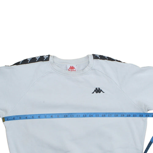 Kappa Men's White Crew Neck Logo Sweatshirt Medium