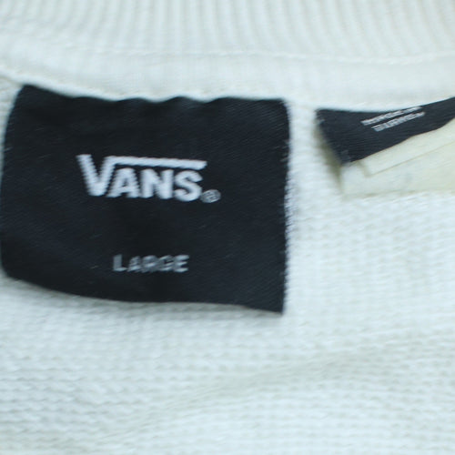 Vans Womens White Large Pullover Sweatshirt with Flower Graphic