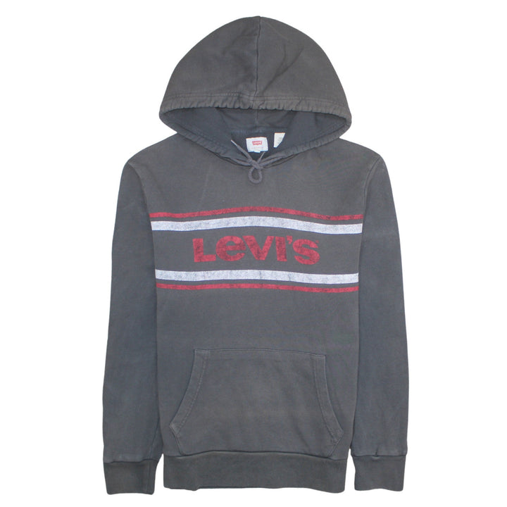 Levi's Men's Grey Pullover Hoodie M Logo Print Cotton Fleece