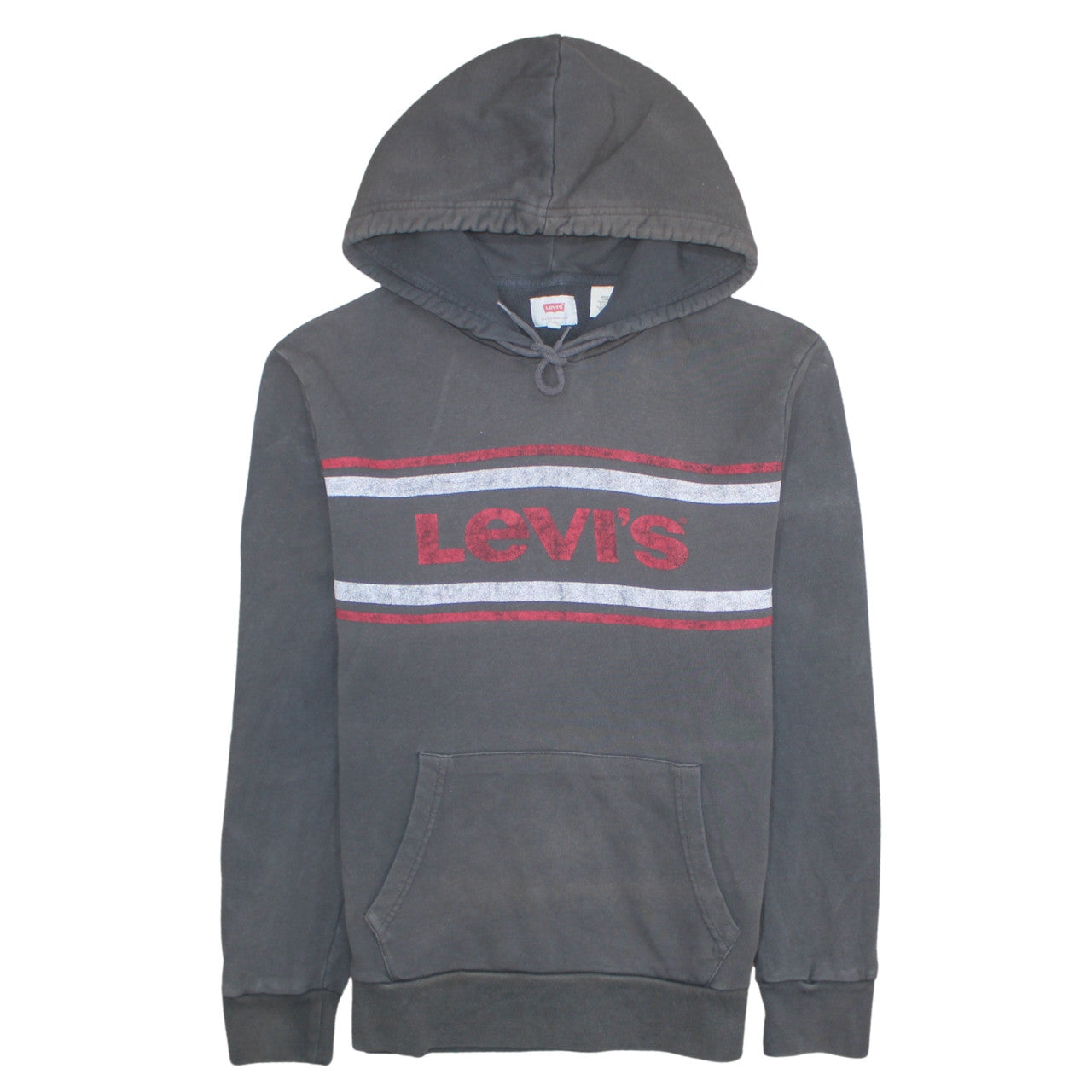 Levi's Men's Grey Pullover Hoodie M Logo Print Cotton Fleece
