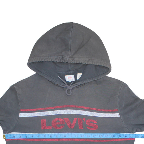 Levi's Men's Grey Pullover Hoodie M Logo Print Cotton Fleece