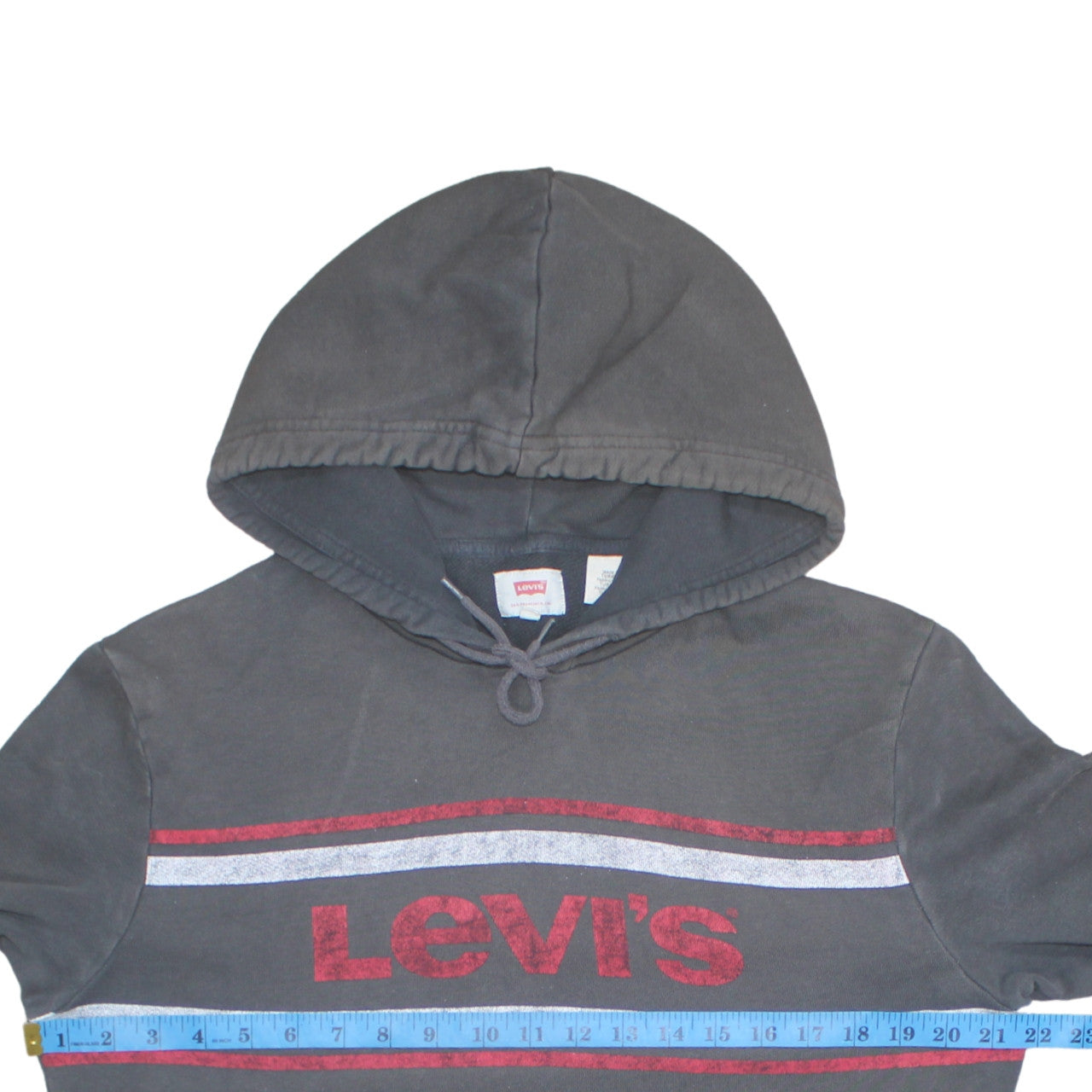 Levi's Men's Grey Pullover Hoodie M Logo Print Cotton Fleece