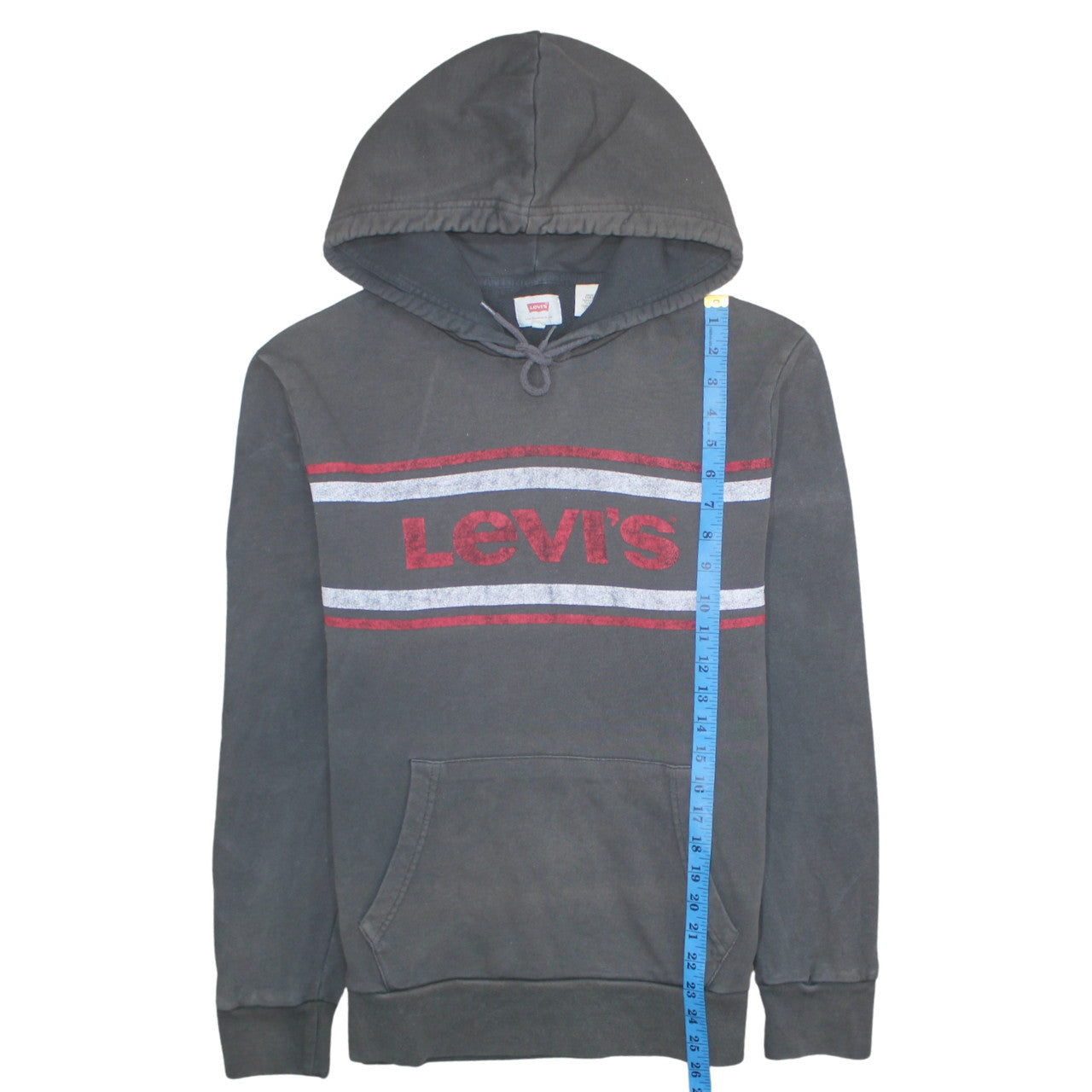 Levi's Men's Grey Pullover Hoodie M Logo Print Cotton Fleece