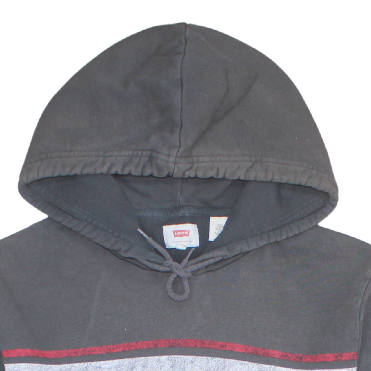 Levi's Men's Grey Pullover Hoodie M Logo Print Cotton Fleece