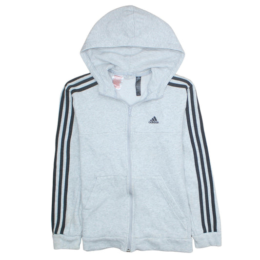Adidas Boys Grey Full Zip Hoodie 13-14 Years Hooded Sportswear