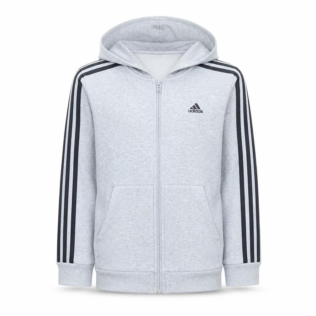 Adidas Boys Grey Full Zip Hoodie 13-14 Years Hooded Sportswear