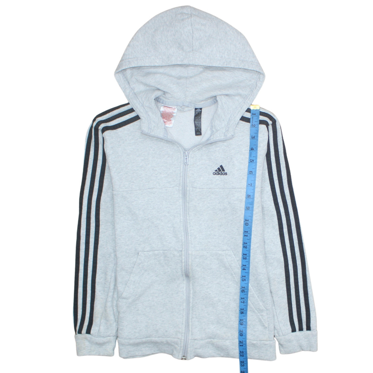 Adidas Boys Grey Full Zip Hoodie 13-14 Years Hooded Sportswear
