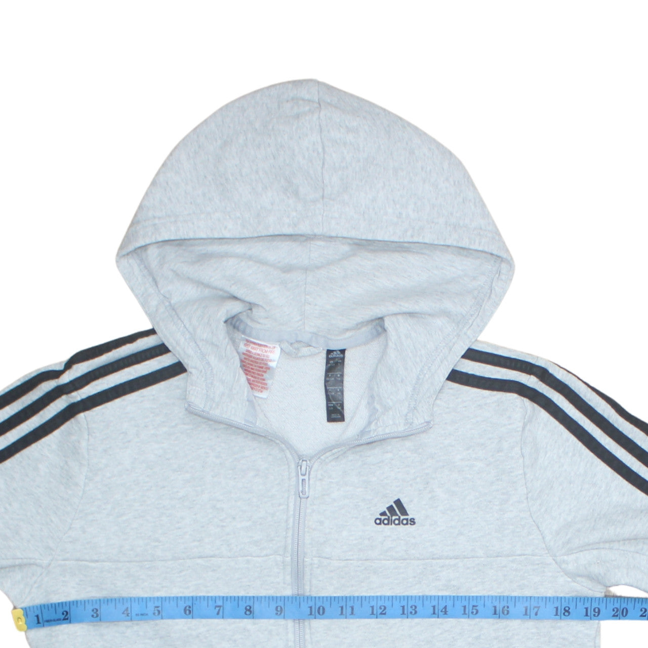 Adidas Boys Grey Full Zip Hoodie 13-14 Years Hooded Sportswear