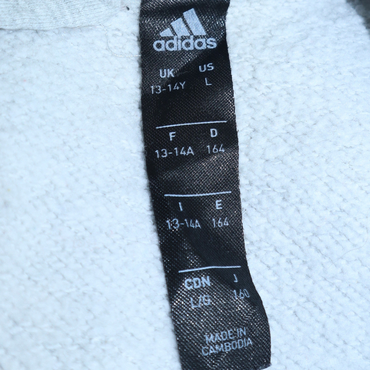 Adidas Boys Grey Full Zip Hoodie 13-14 Years Hooded Sportswear