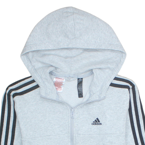 Adidas Boys Grey Full Zip Hoodie 13-14 Years Hooded Sportswear
