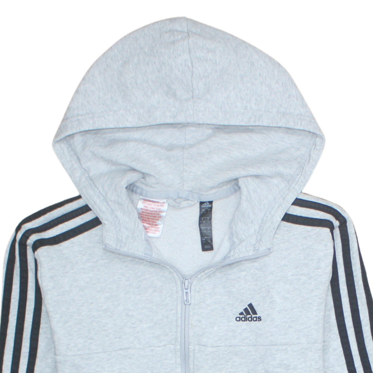 Adidas Boys Grey Full Zip Hoodie 13-14 Years Hooded Sportswear