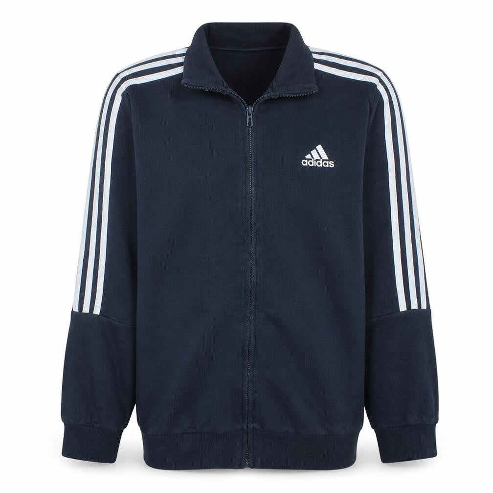 Front view of Adidas Men Blue Full Zip Sweatshirt M Regular Fit Sportswear